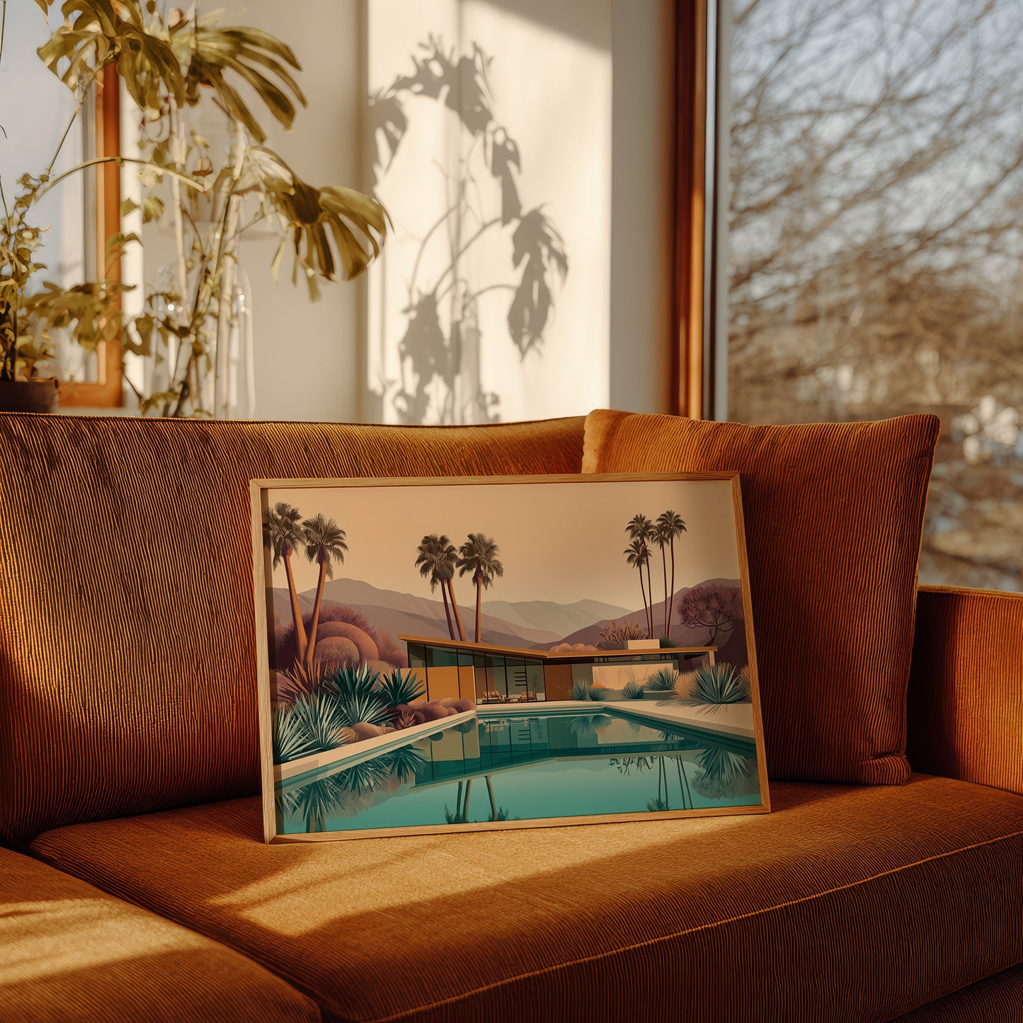 Desert Palms Mirror Modern Serenity