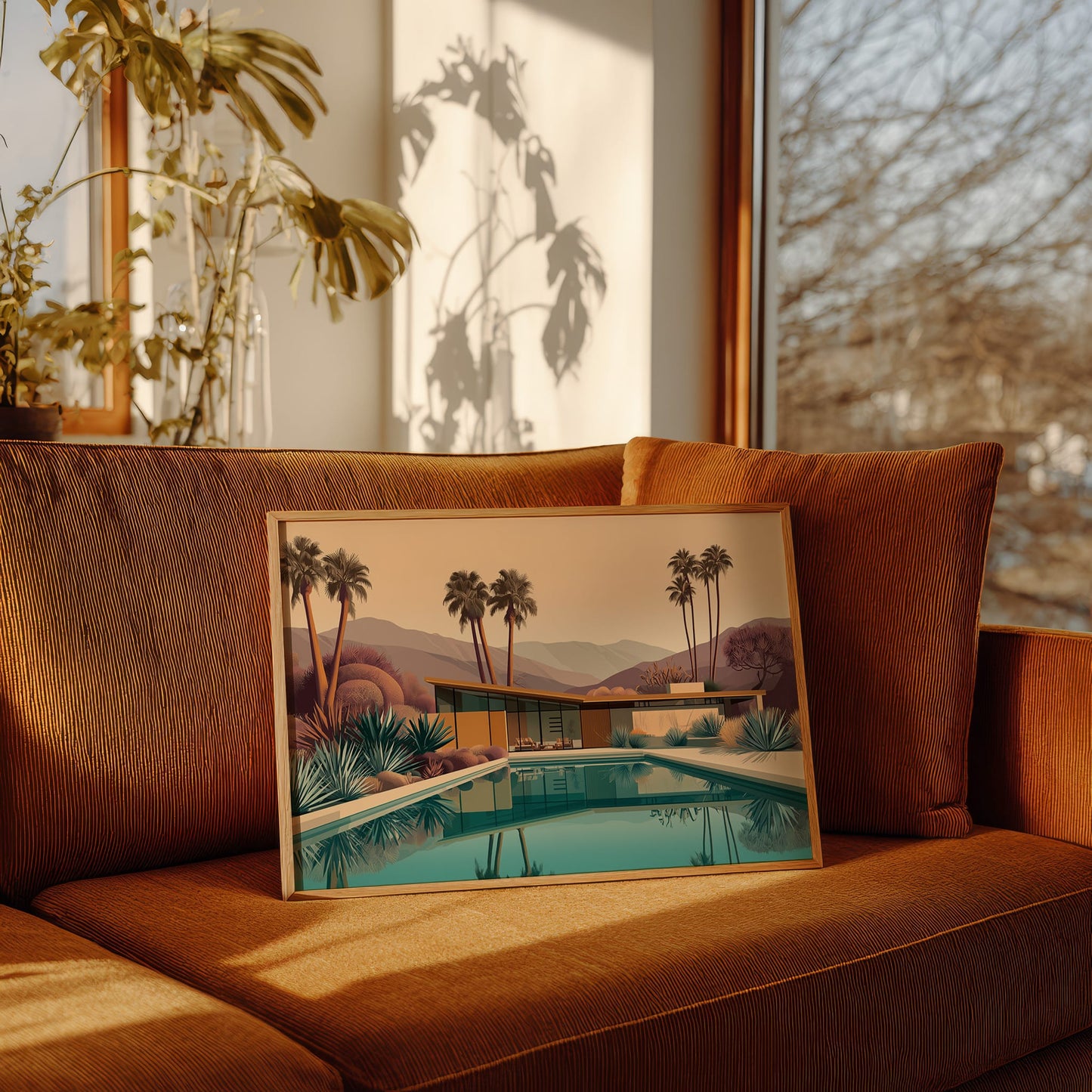 Desert Palms Mirror Modern Serenity