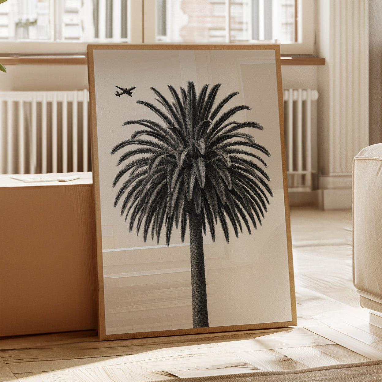 Palm Crown and Passing Plane