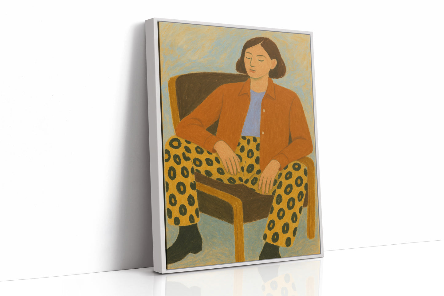 Still Moment in Patterned Pants