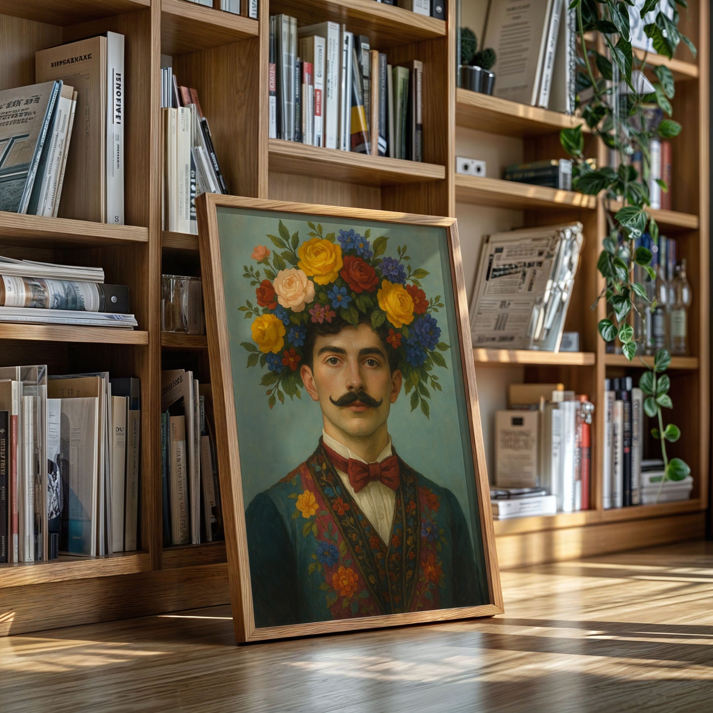 Floral Nobleman in Crimson Bowtie