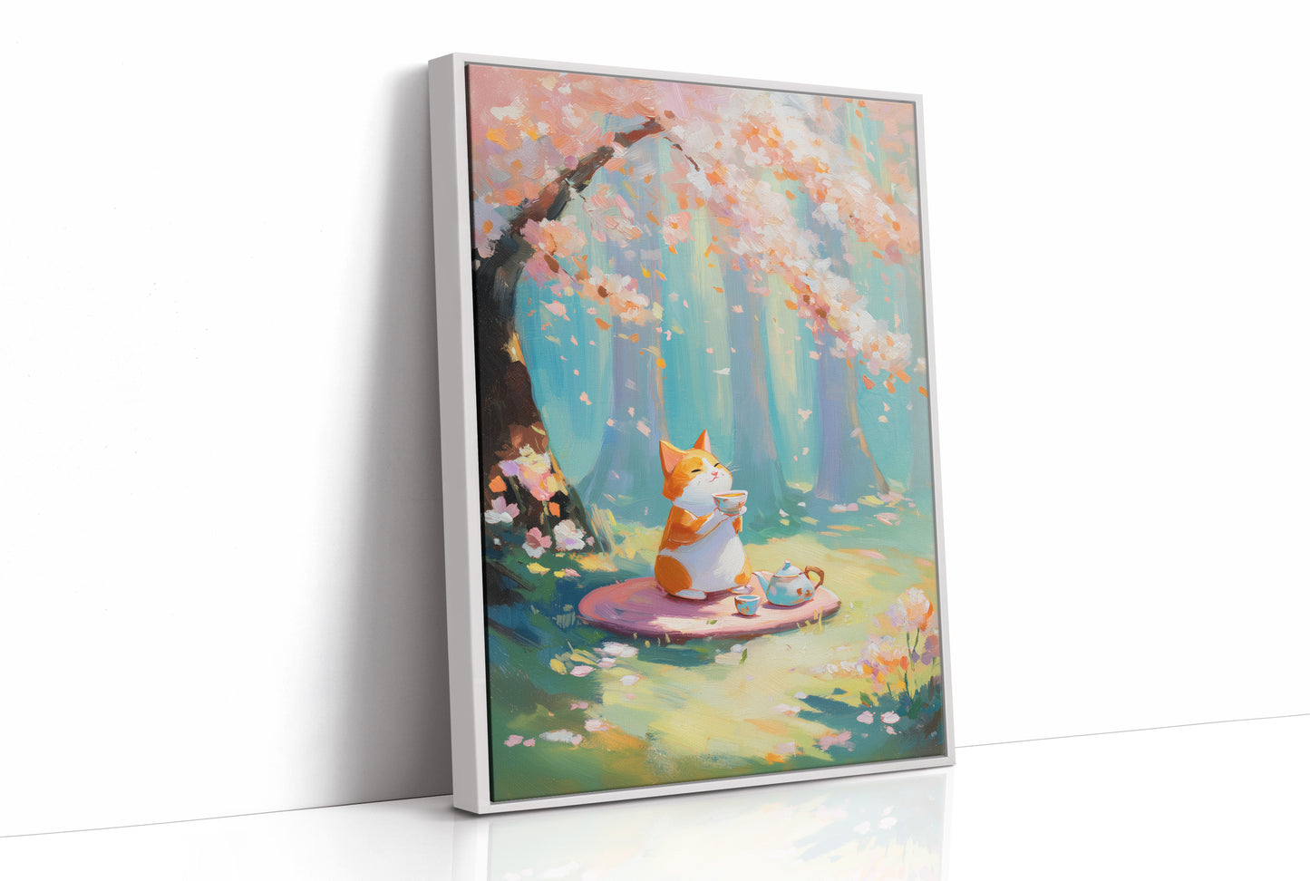 Fox Tea Party In Spring Forest