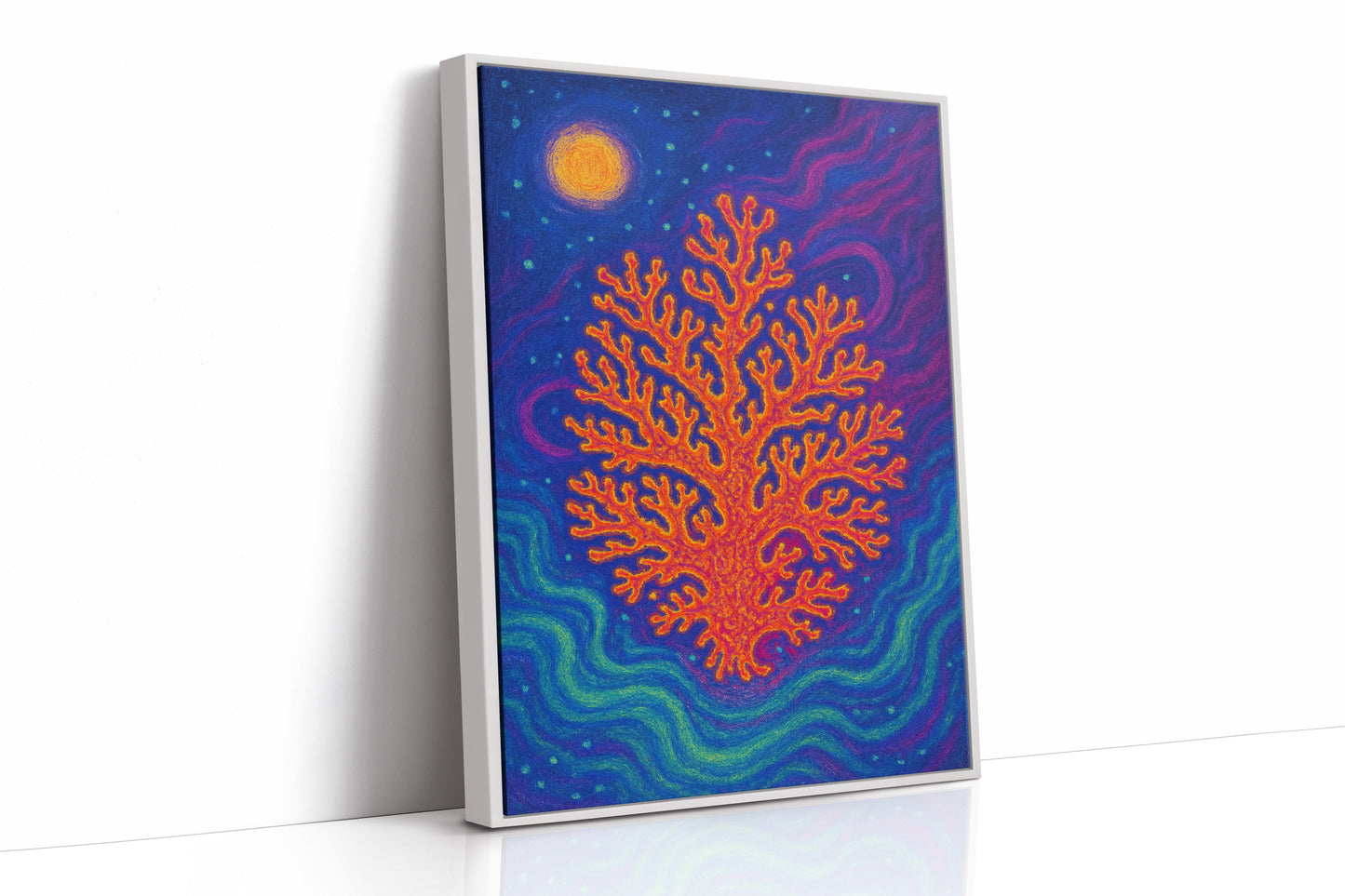 Cosmic Coral Under Moonlight