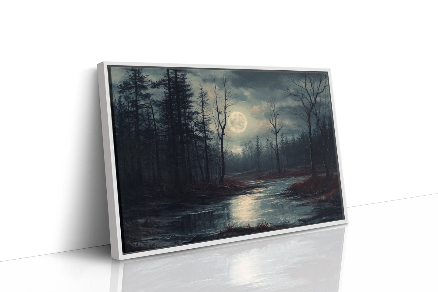 Moonlit Waters Through Winter Woods