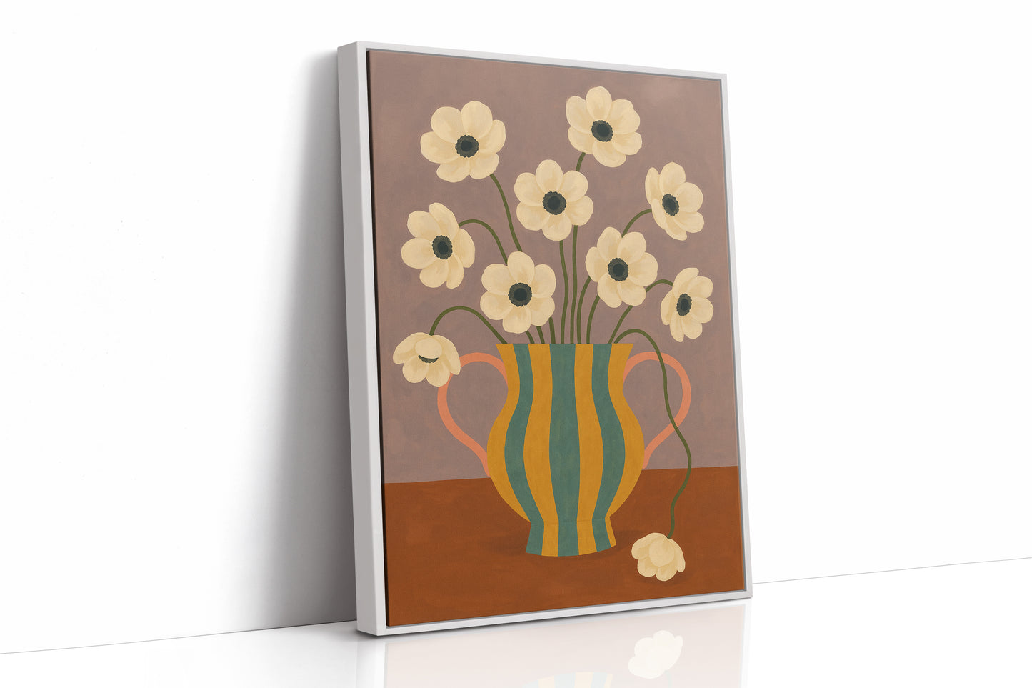 Falling Bloom in a Striped Vase