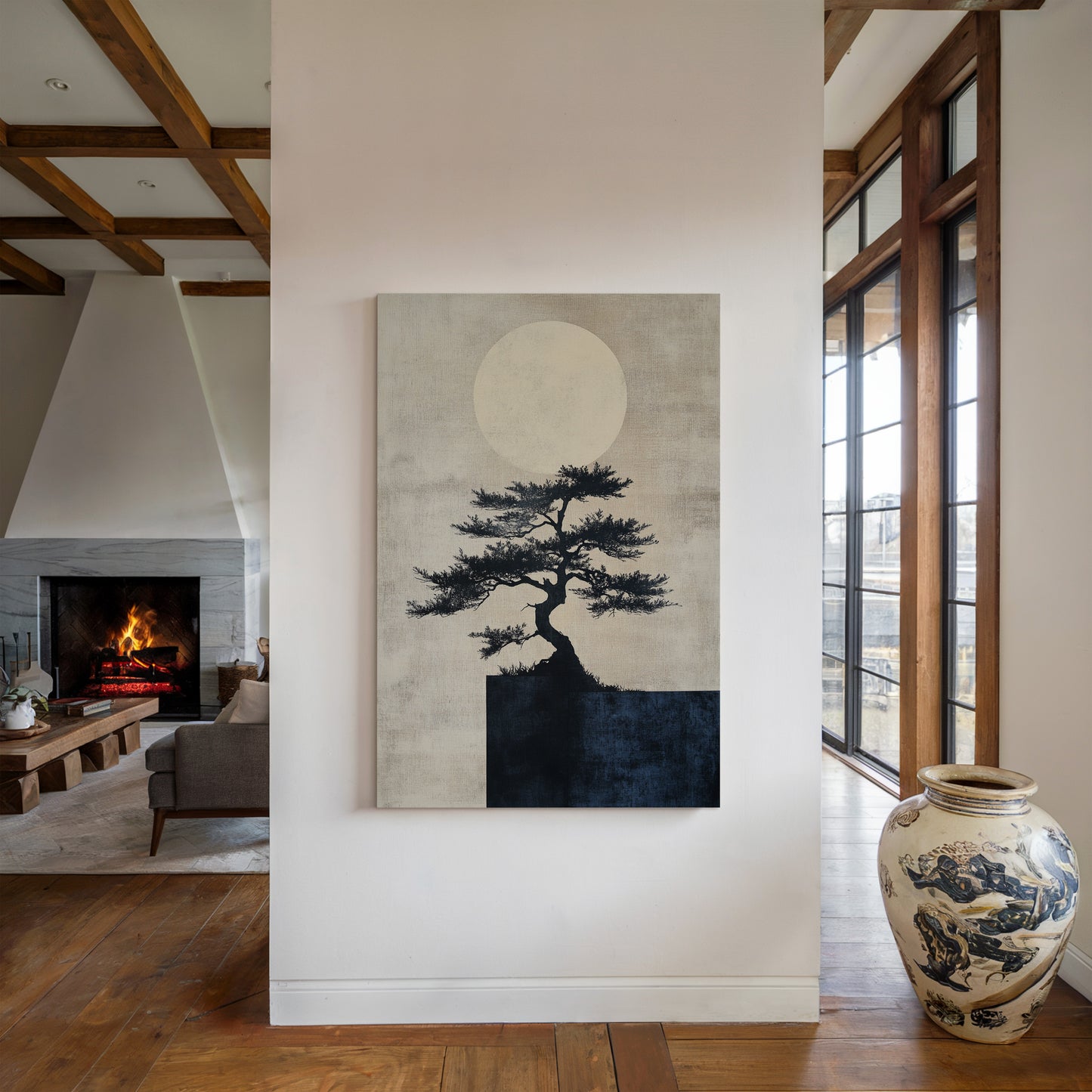 Zen Bonsai Tree Art – Minimalist Japanese Wall Print