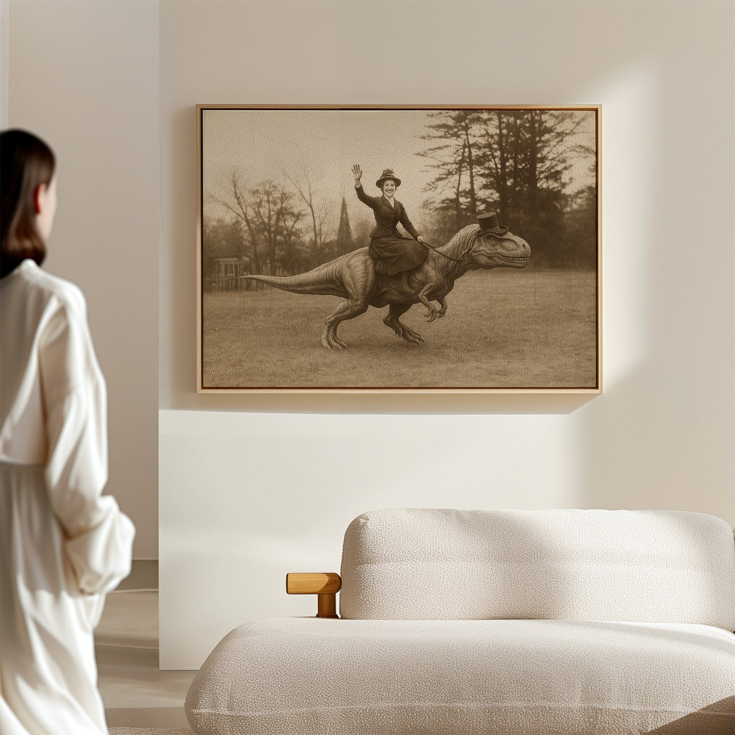 Victorian Lady Riding a Top-Hat T-Rex
