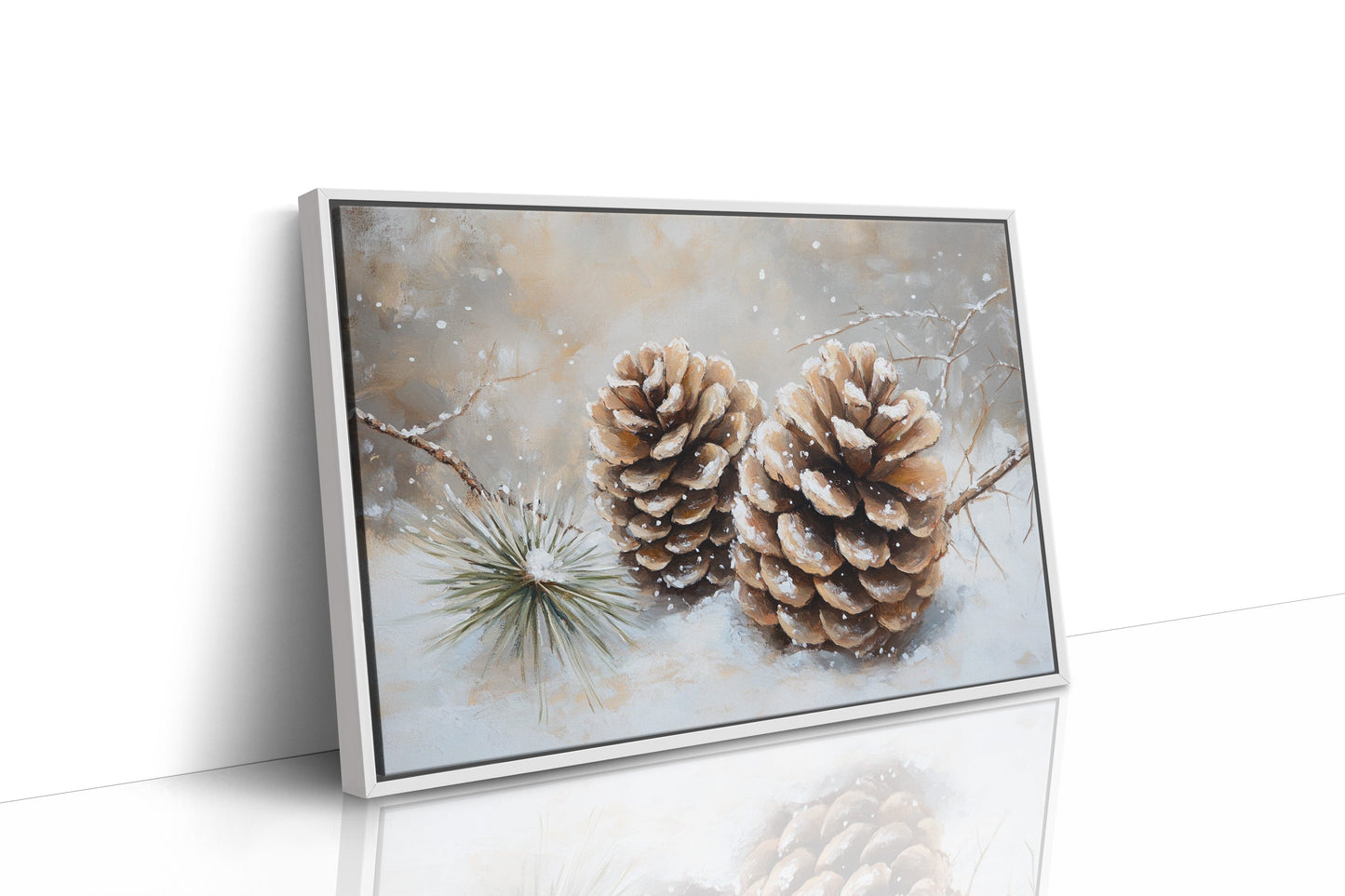 Pine Cones Catch December's First Snow