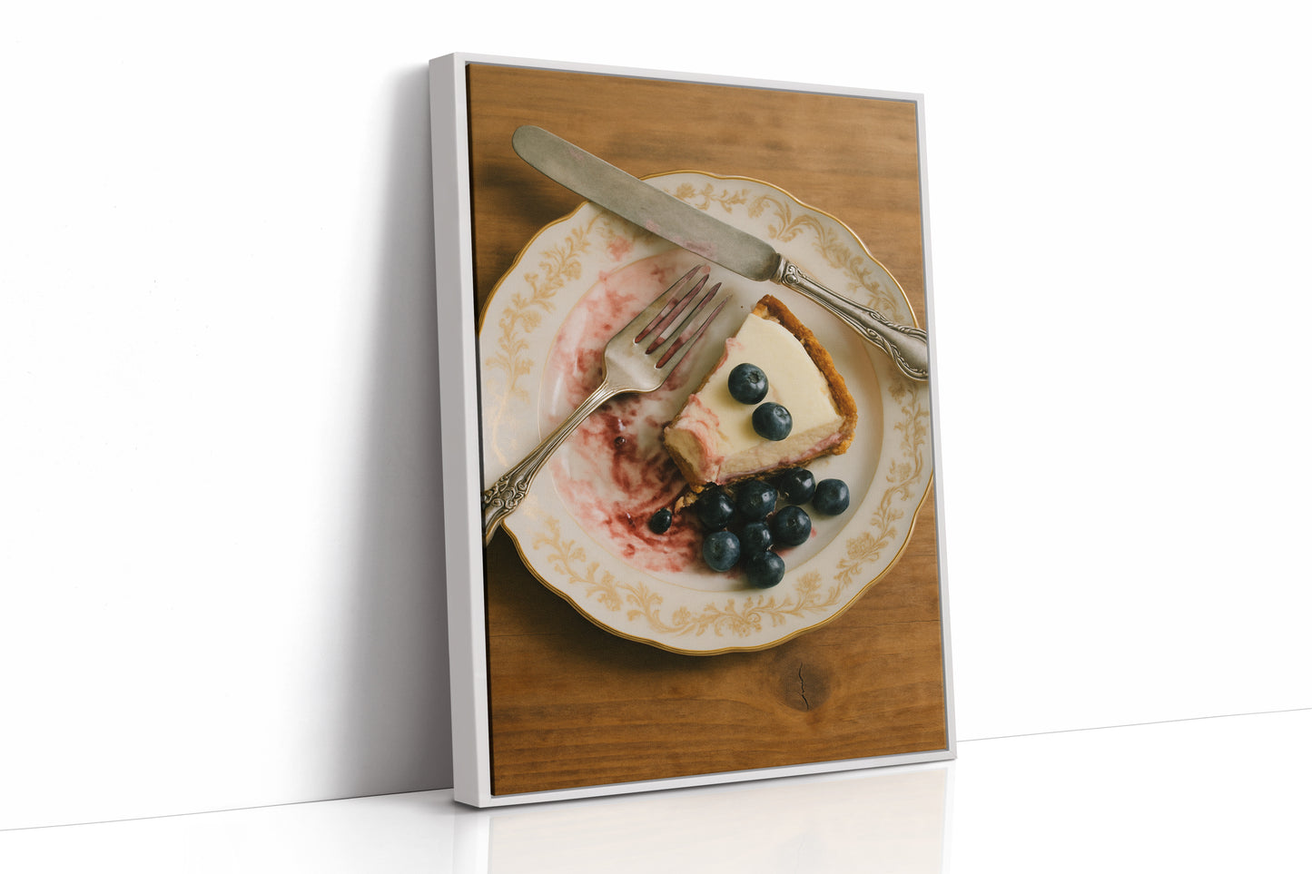 Blueberry Cheesecake on China Plate