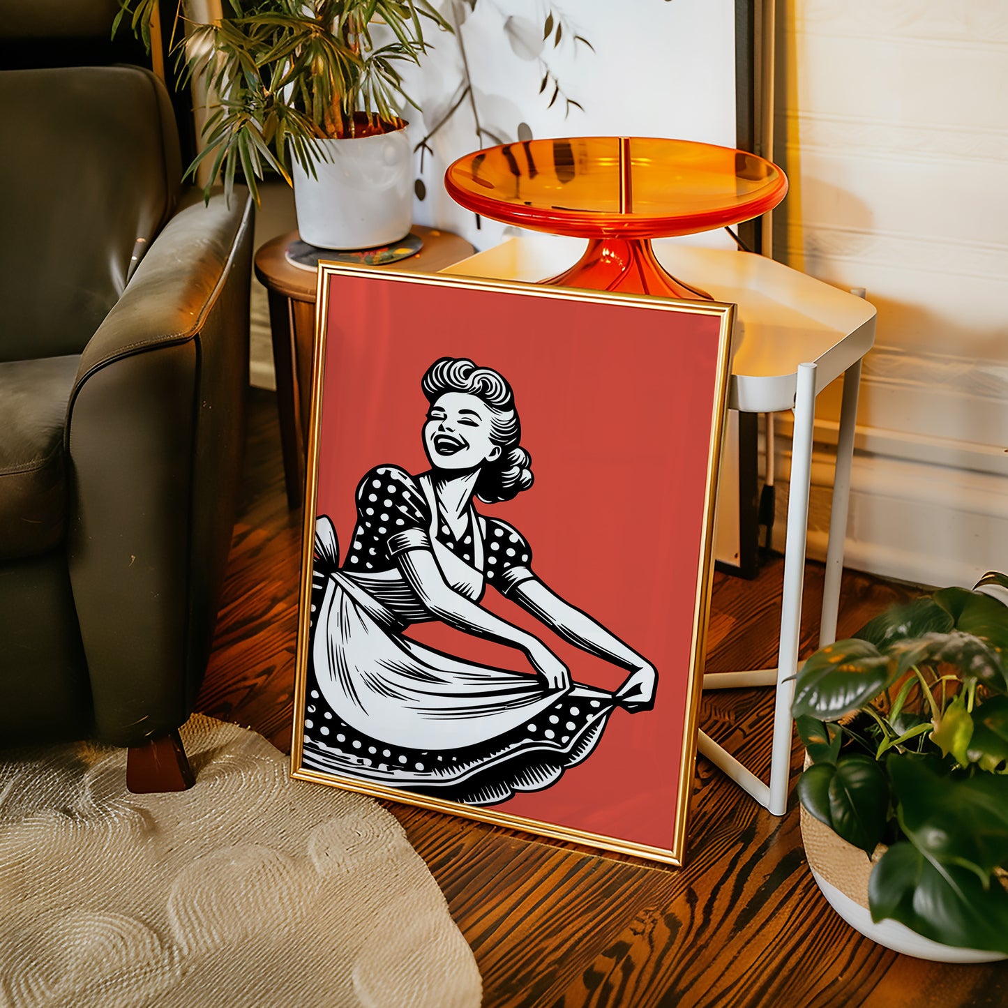 Polka Dots Dance Through Ruby Skies