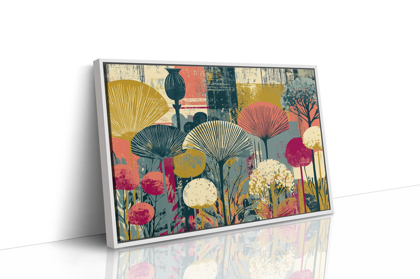 Fan Flowers, Retro Botanical Collage