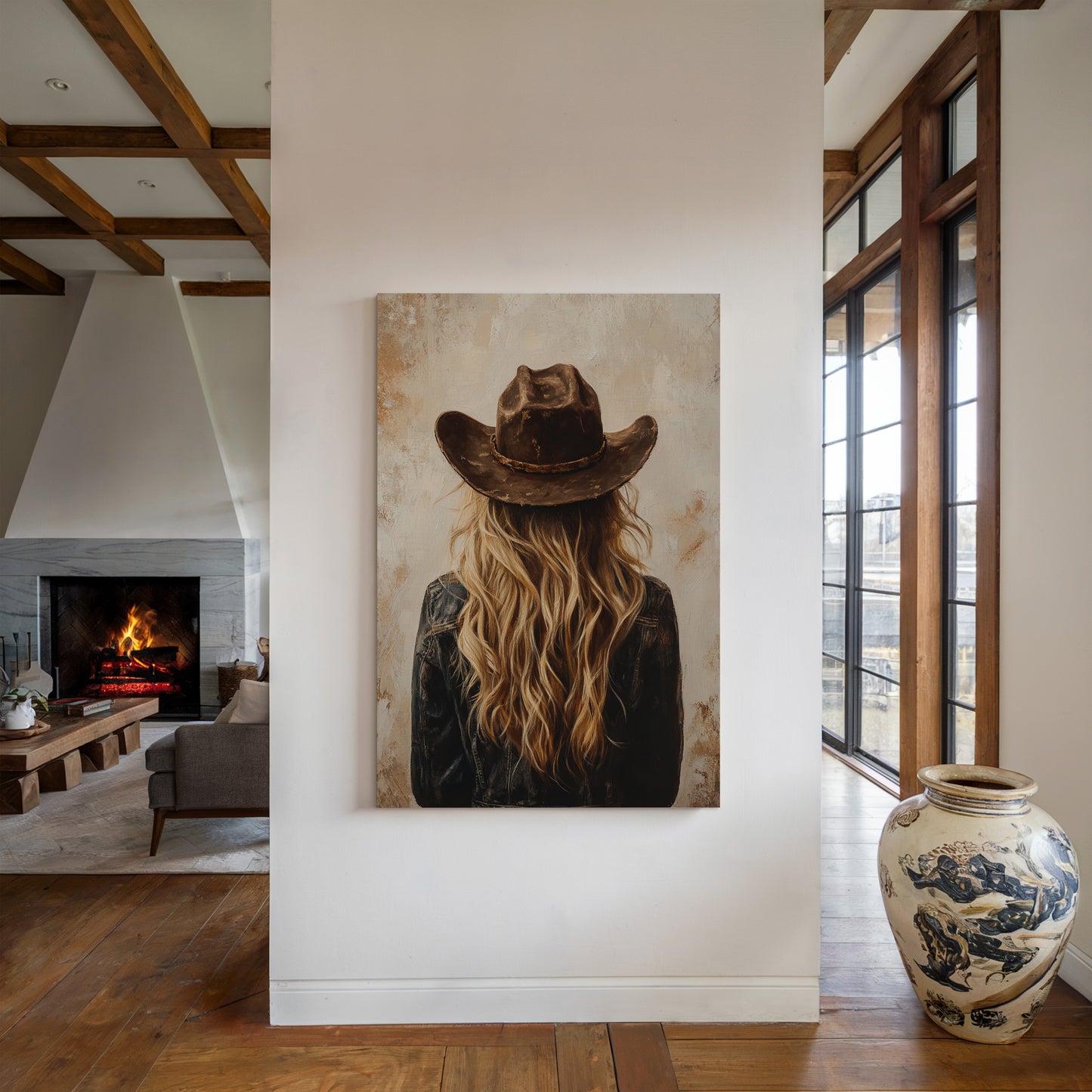 Wild West Blonde in Denim and Hat