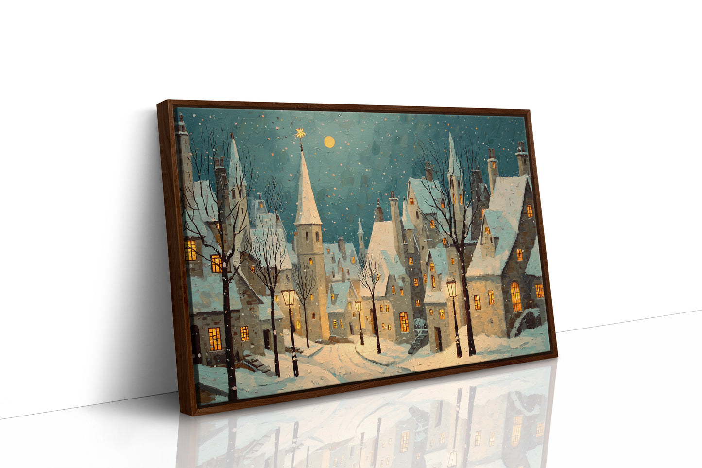 Moonlit Village Awaits December Snow