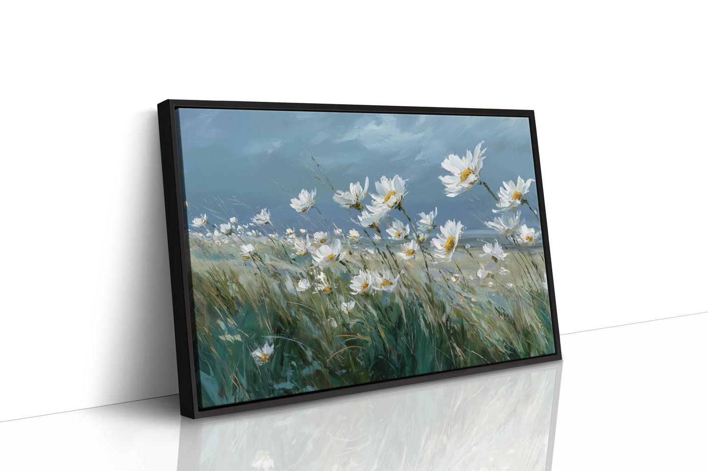 Coastal Daisies Dance Against Stormy Skies