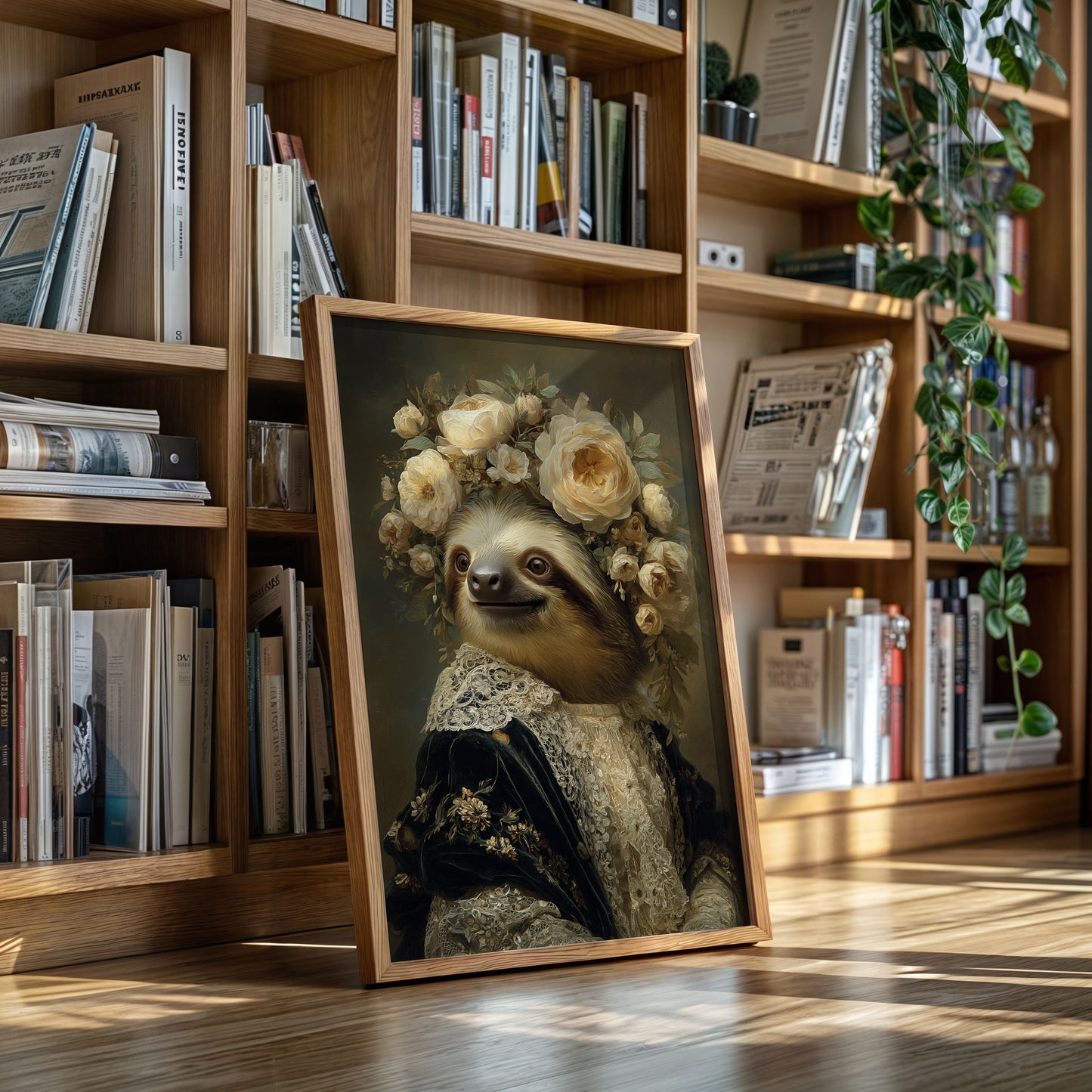 Regal Sloth Amidst Blossoms