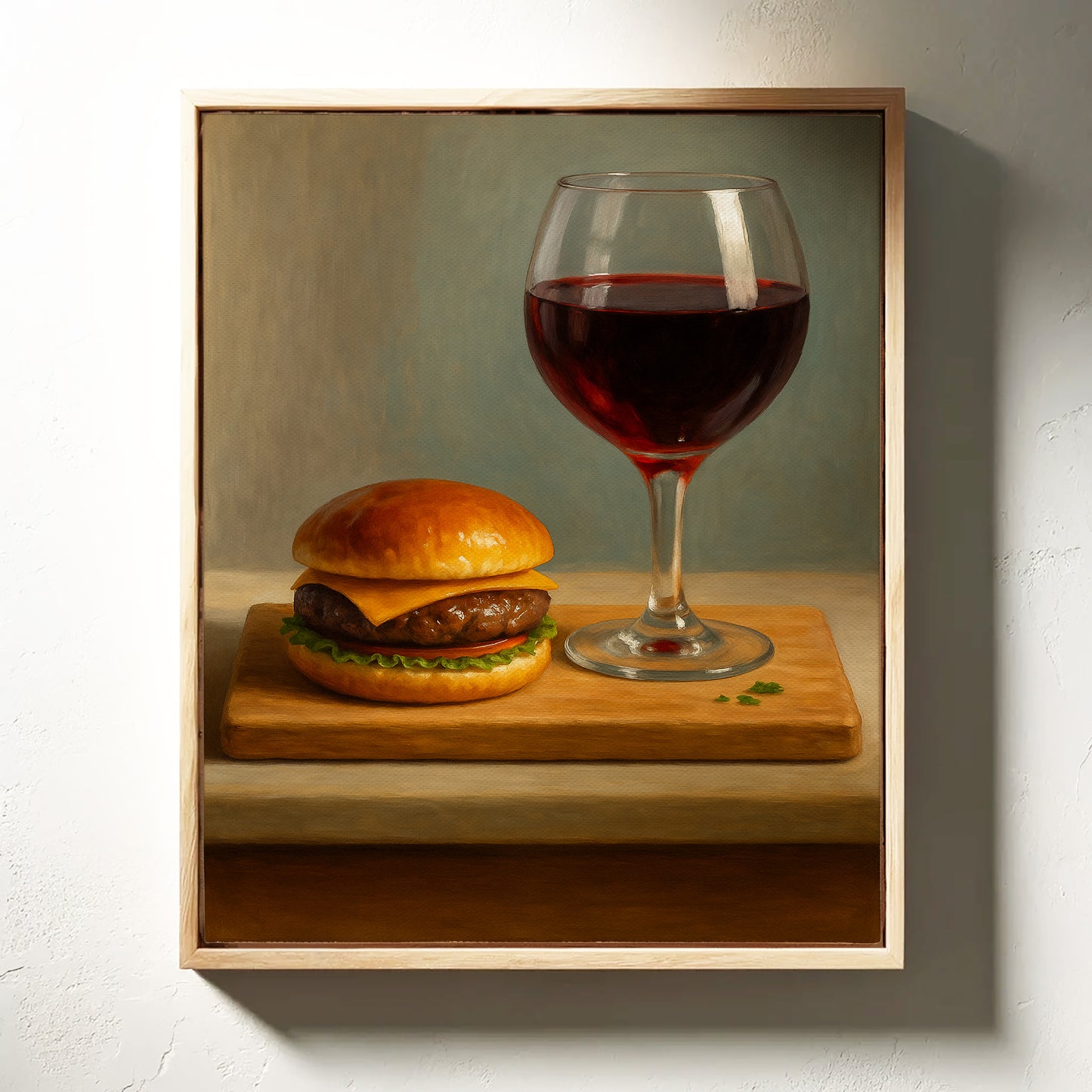 Burger and Bordeaux Still Life
