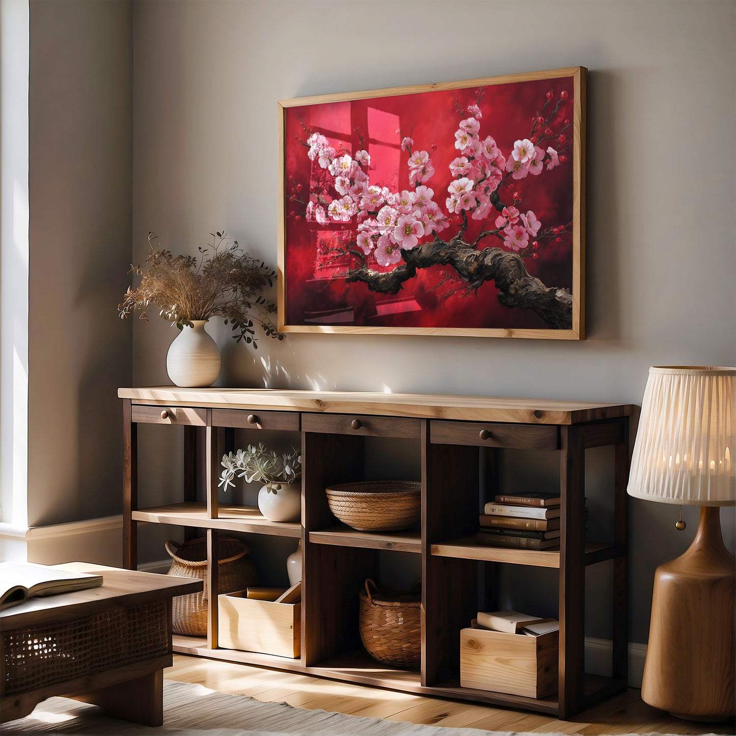 Cherry Blossoms Paint Crimson Dreams