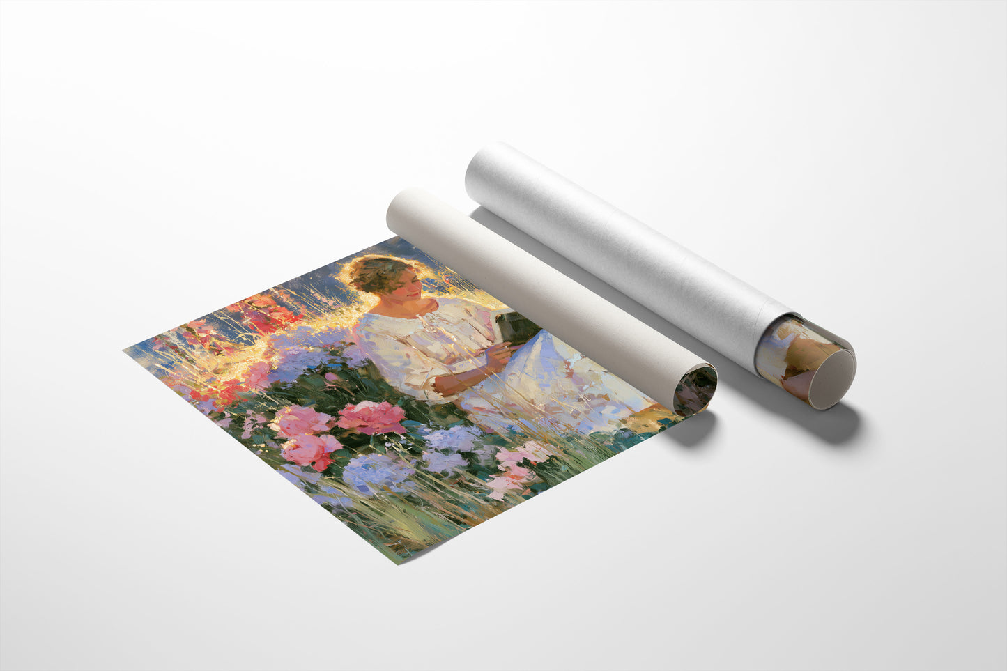 Reading Among Hollyhocks