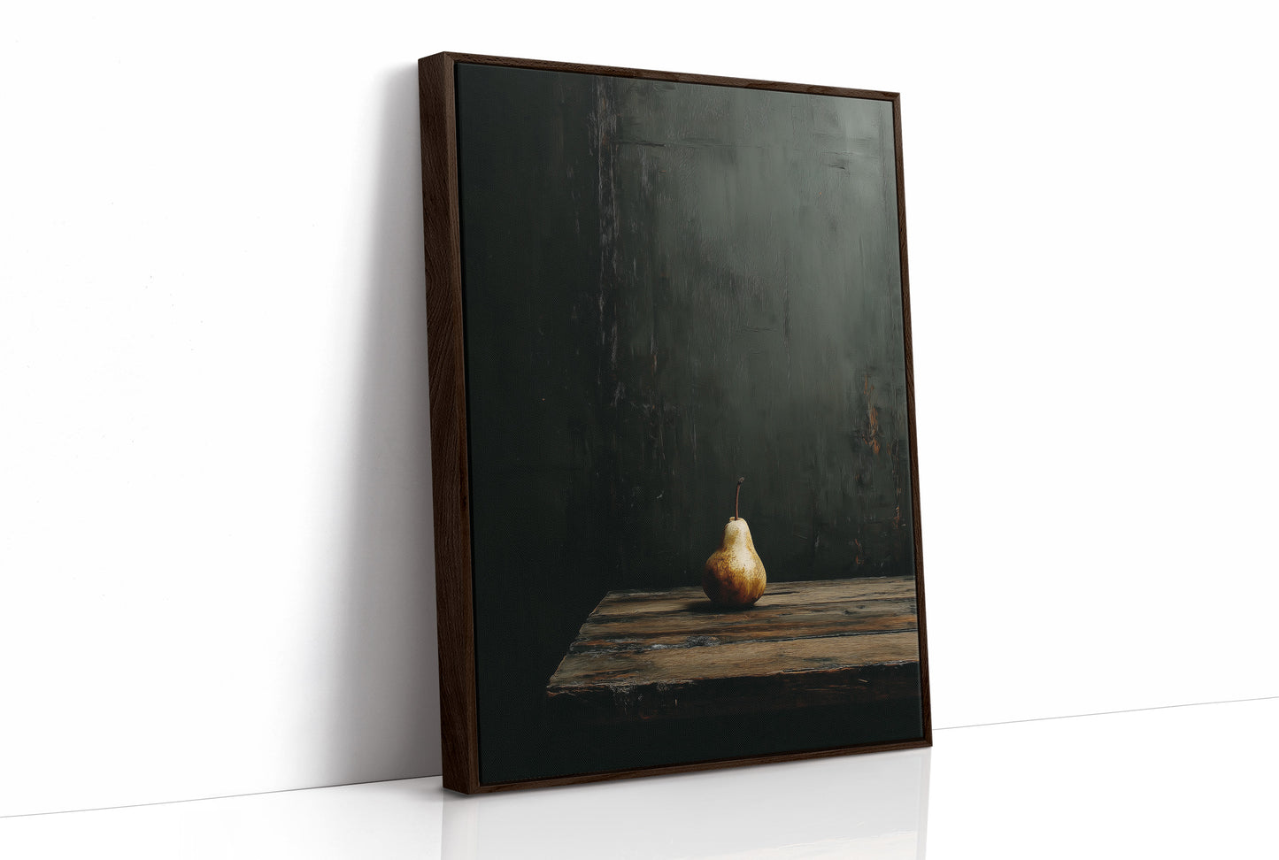 Solitary Pear in Emerald Darkness