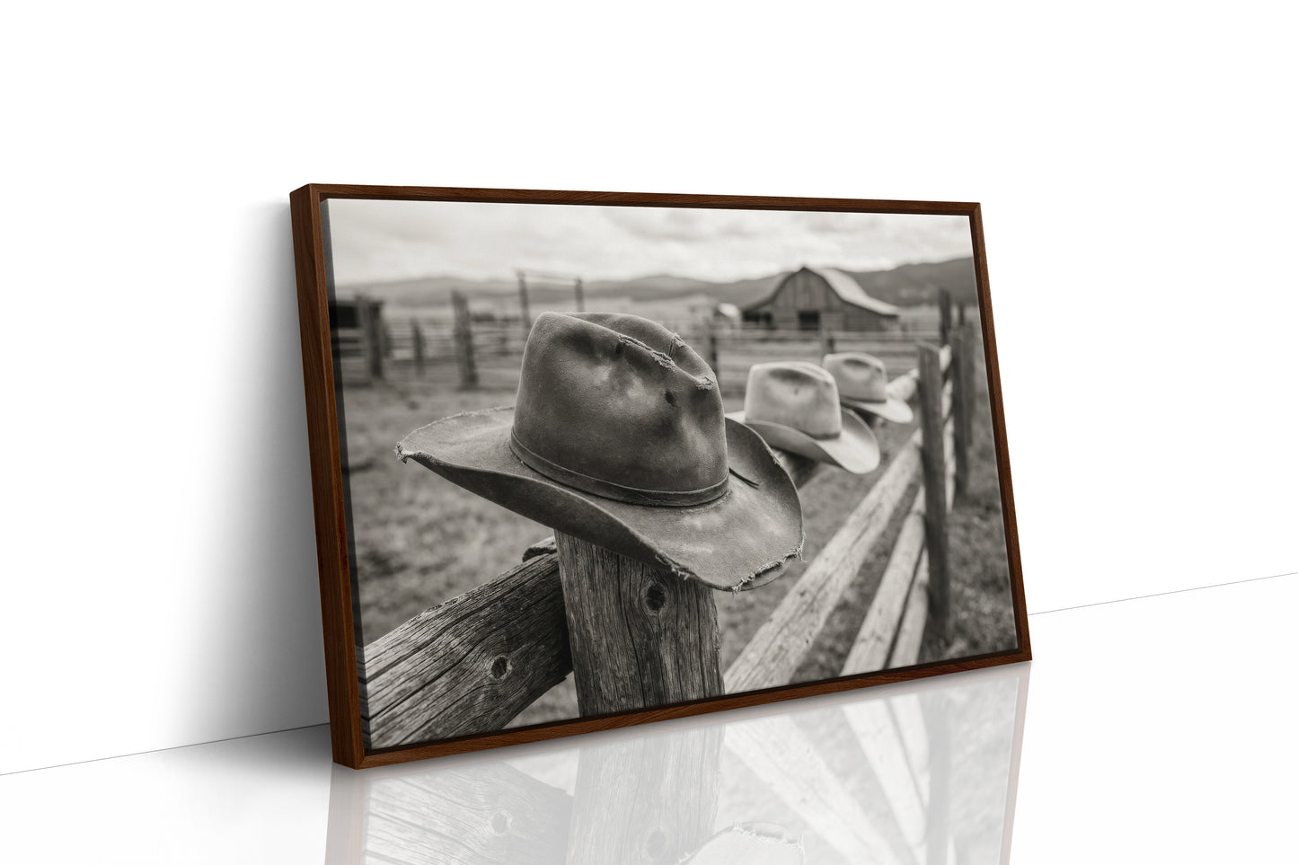 Row of Hats on the Ranch Fence