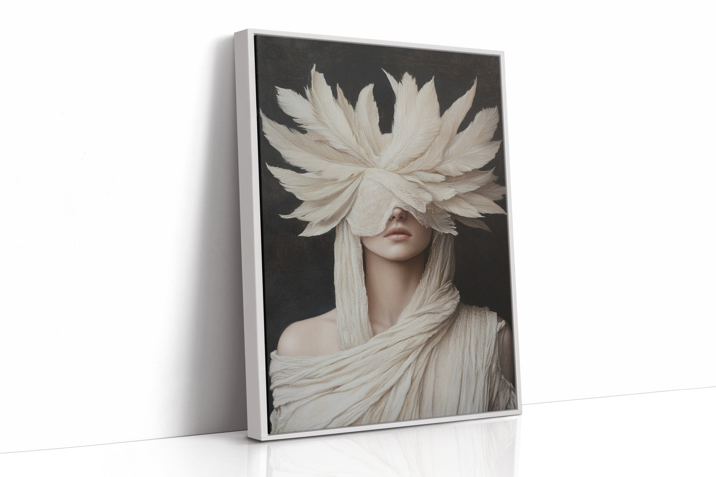 Silent Priestess in Ivory Plumes