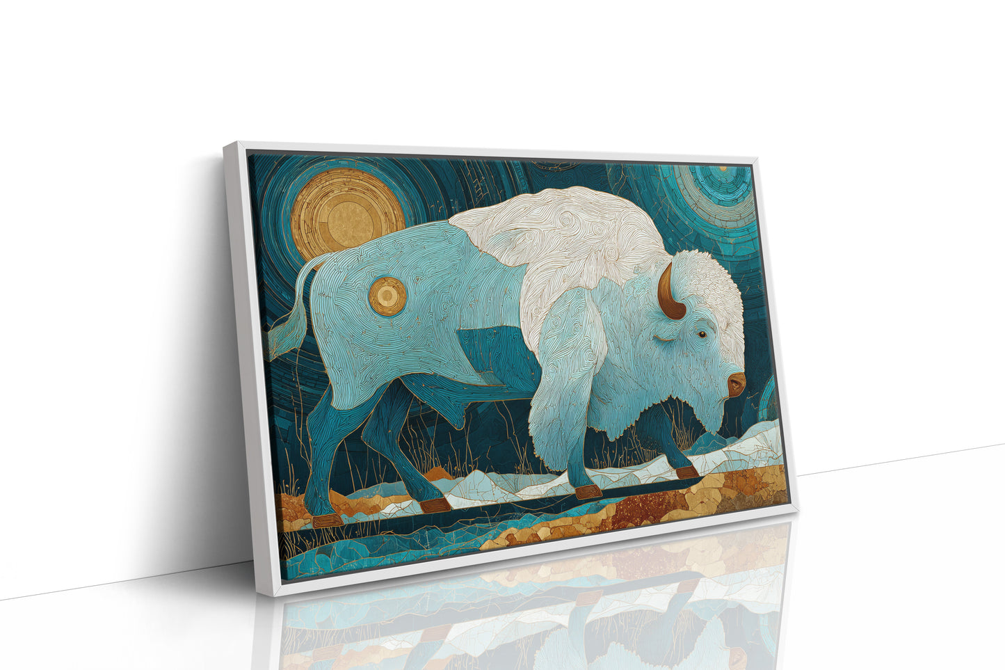 Sacred Bison Under Celestial Moons