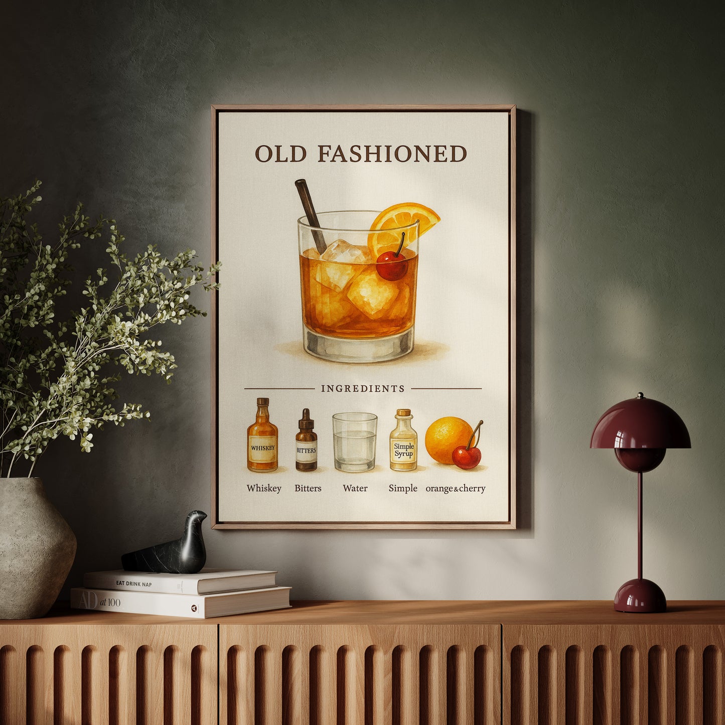 Old Fashioned Cocktail Recipe Art Print