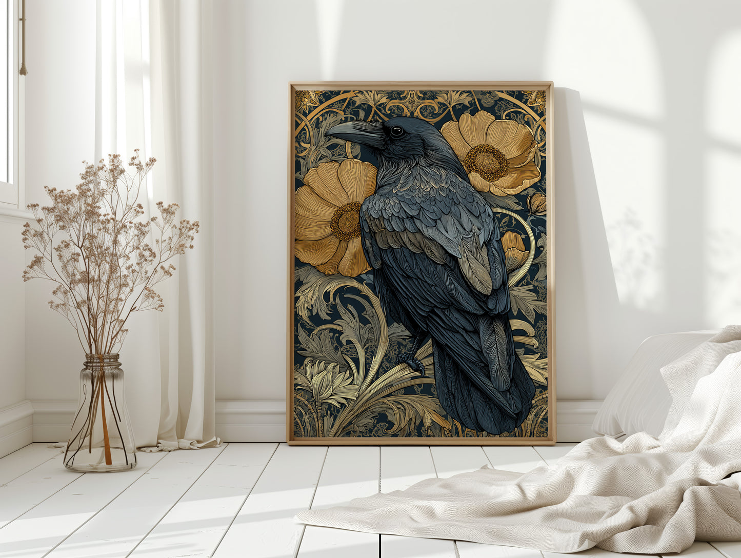 A Raven Among Golden Blooms