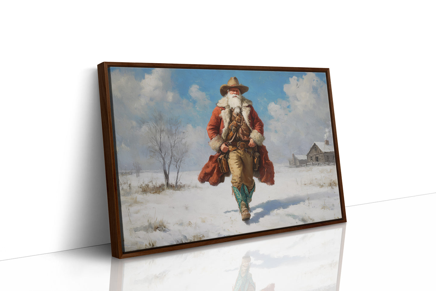 Frontier Santa Rides Through Winter Snow