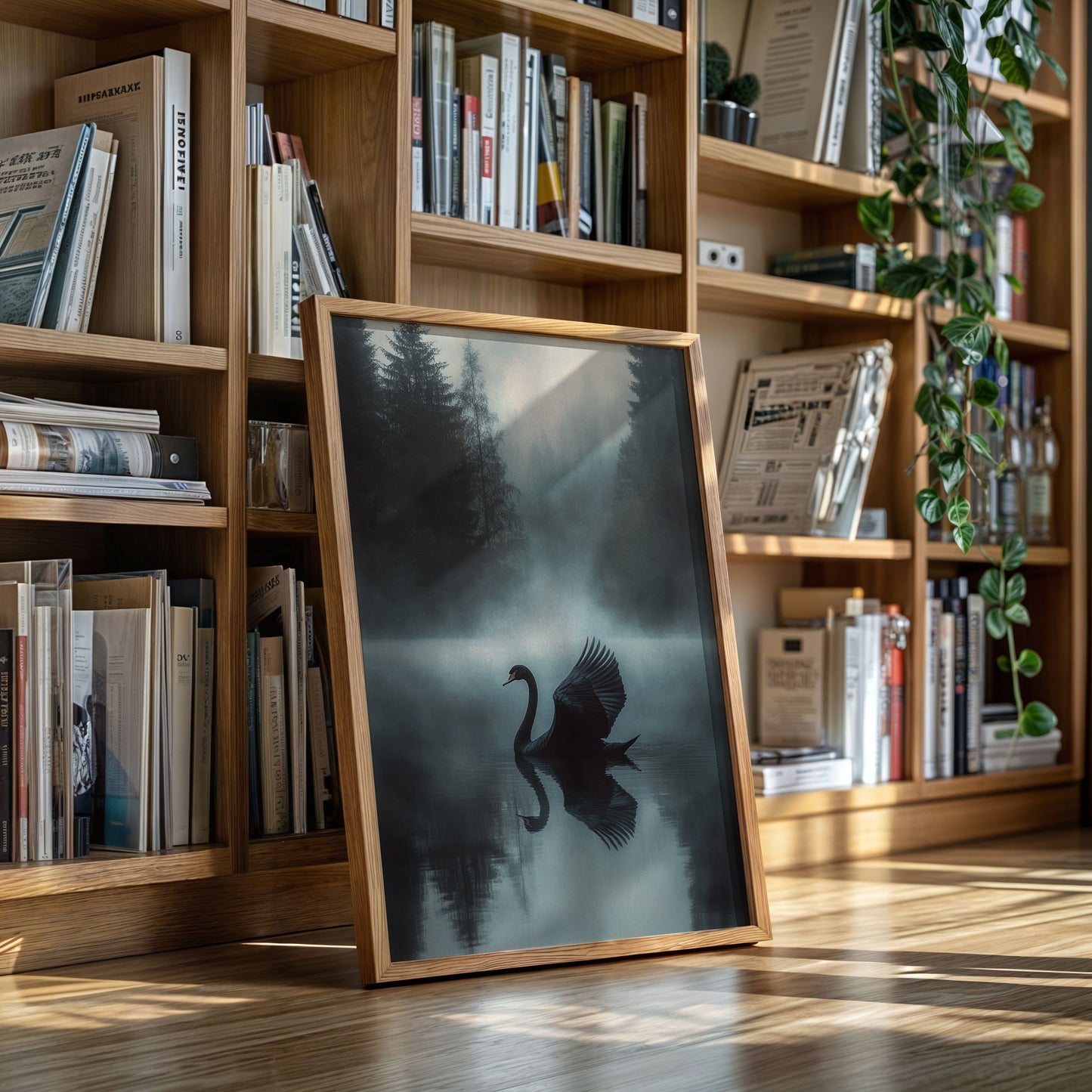 Black Swan in Morning Fog