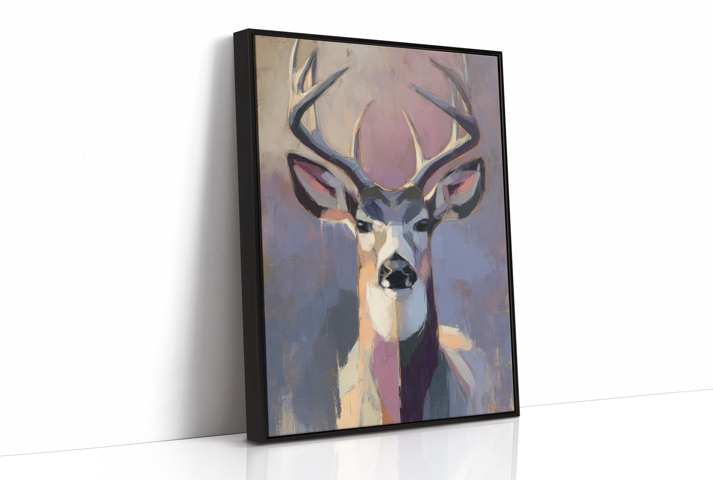 Majestic Gaze: Stag in Pastel Abstraction