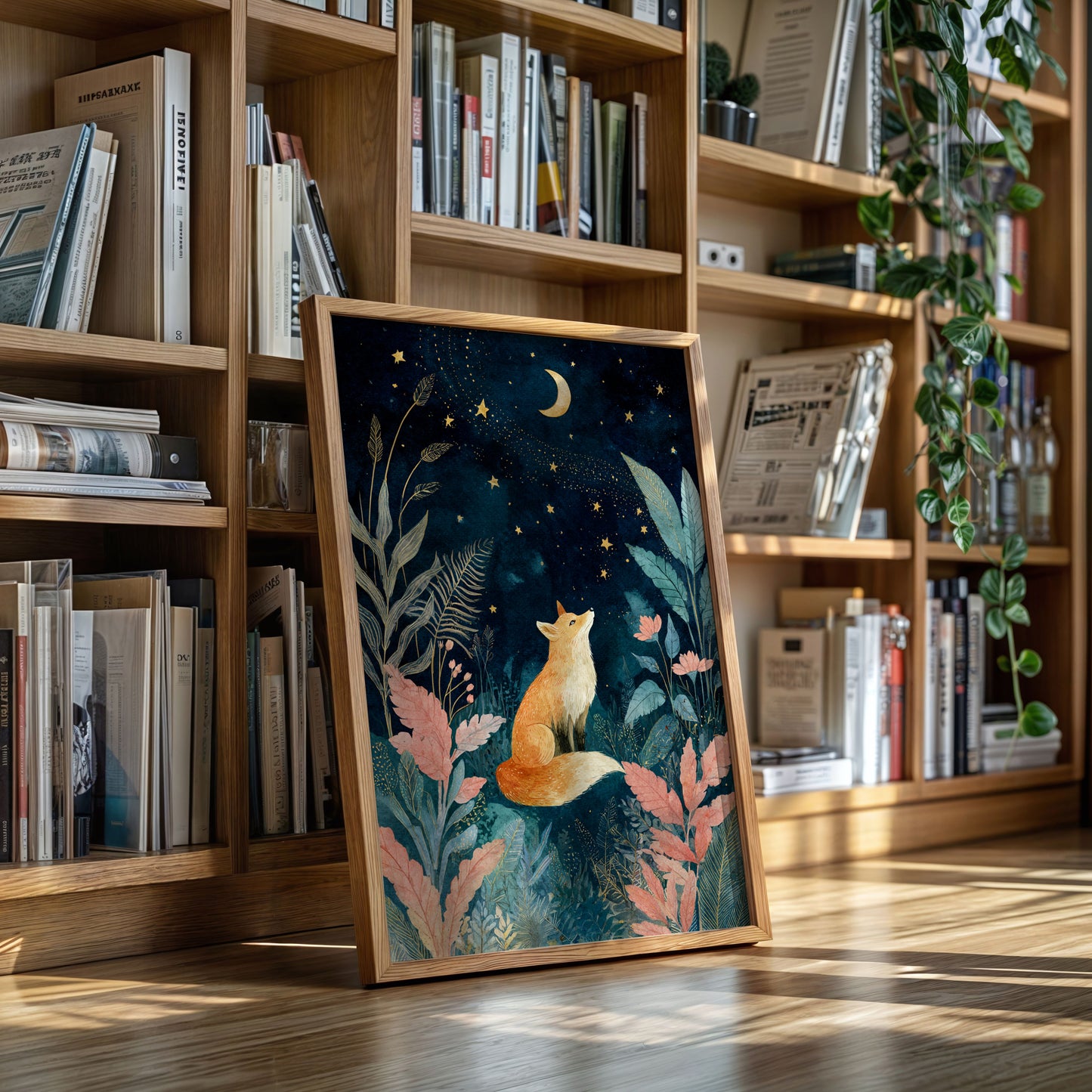 Fox Under a Starry Night