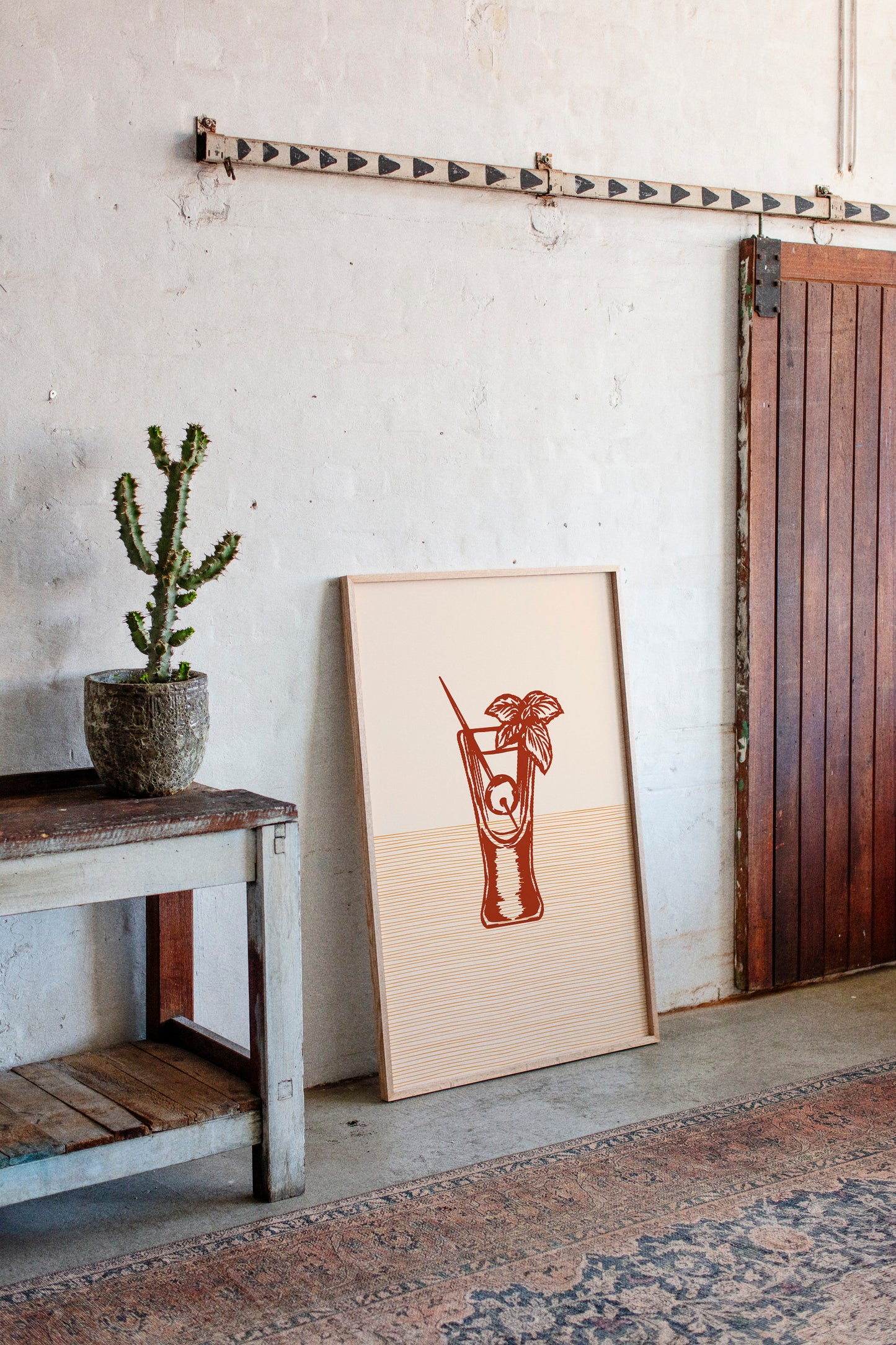 Mint Leaves Float Above Sunset Lines