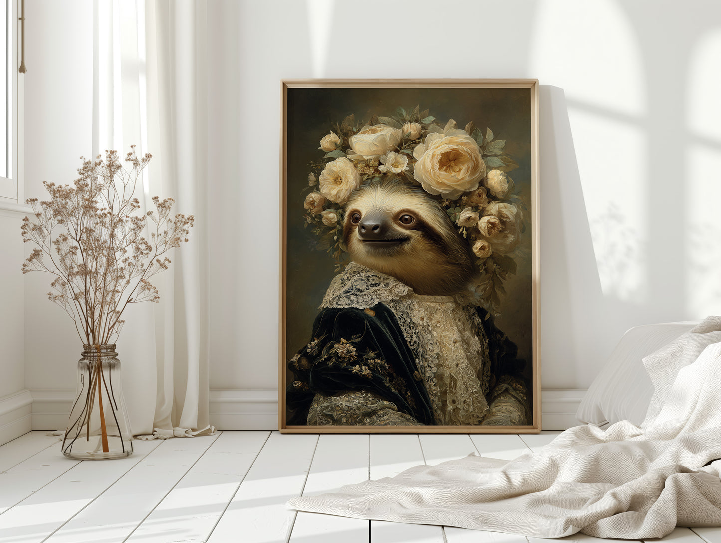 Regal Sloth Amidst Blossoms