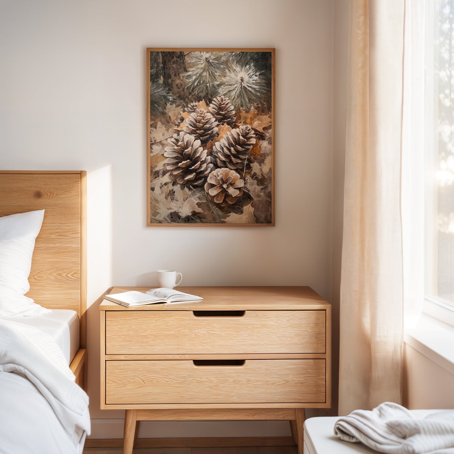Winter Pinecone Forest Art Print - Rustic Nature Decor - Gallery Canvas image 10