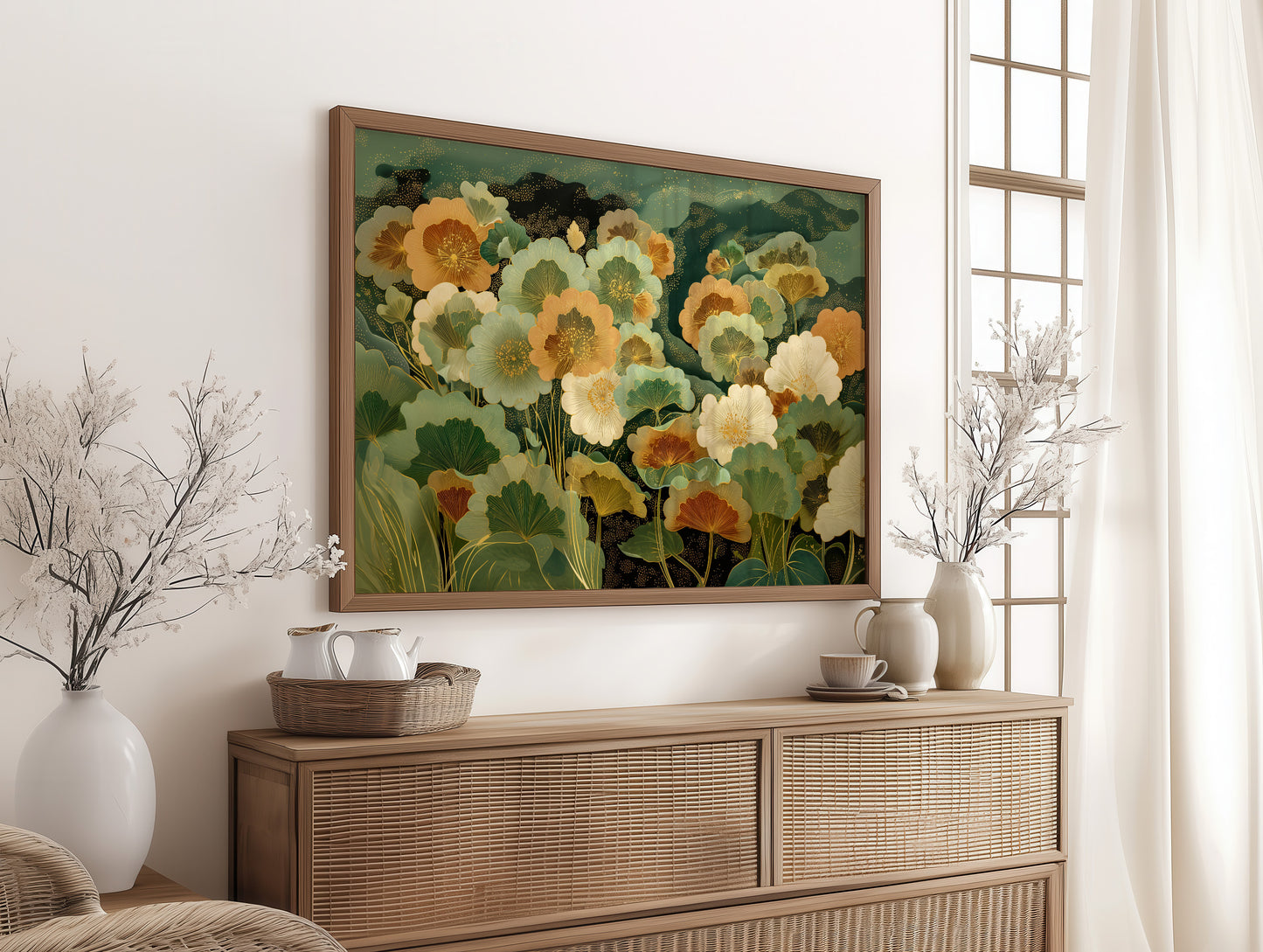Sunlit Poppies Dance In Jade