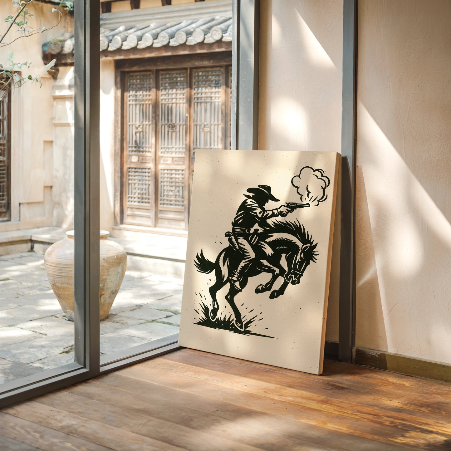 Cowboy Gunfire in the Dust