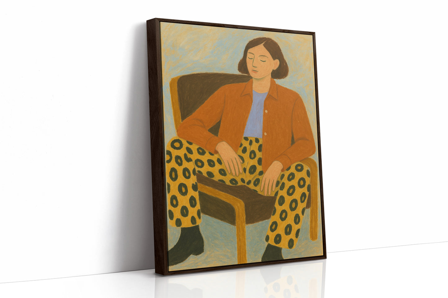 Still Moment in Patterned Pants