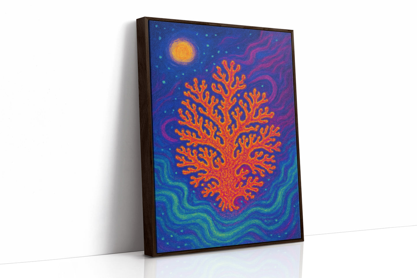 Cosmic Coral Under Moonlight