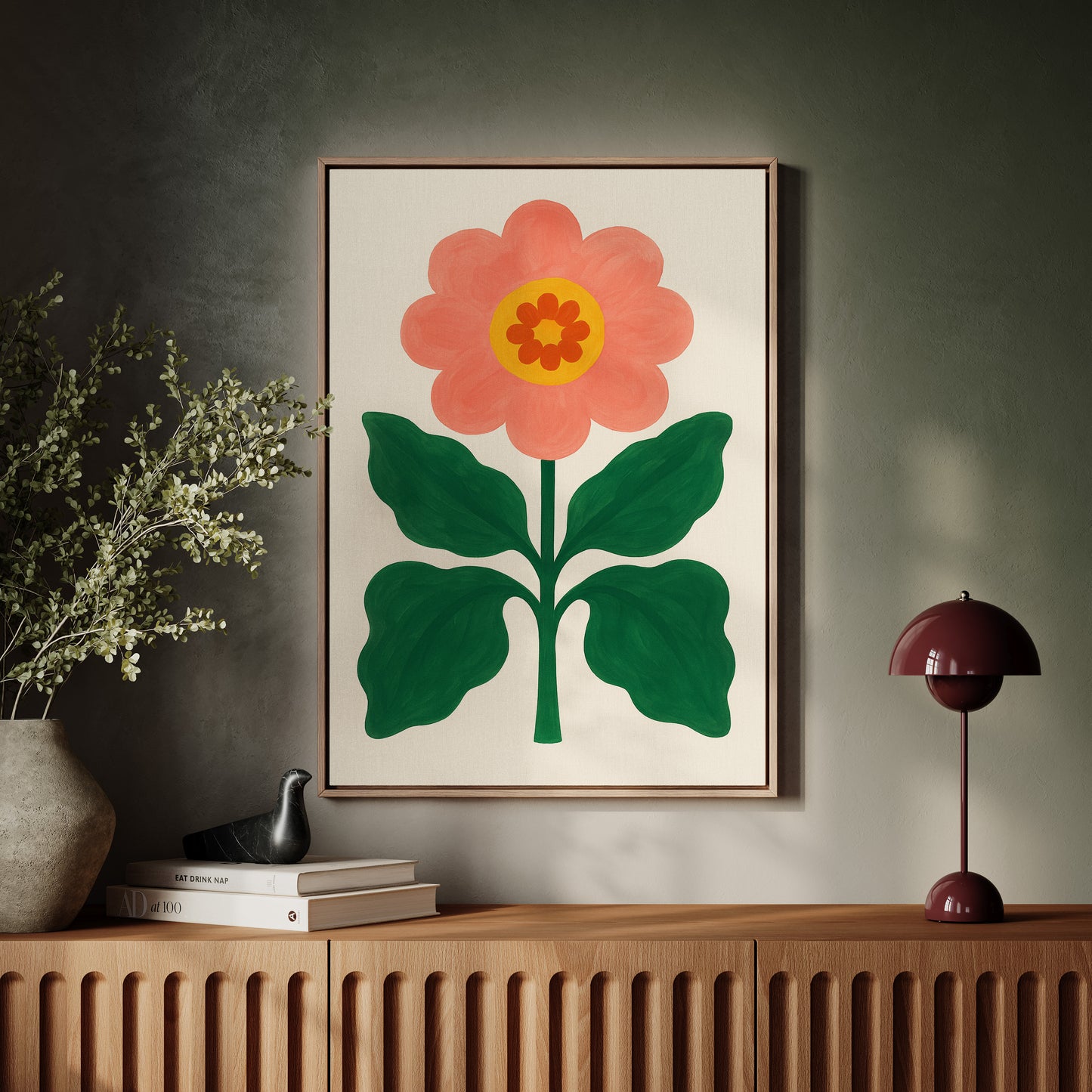 Sunny Bloom in Coral and Green