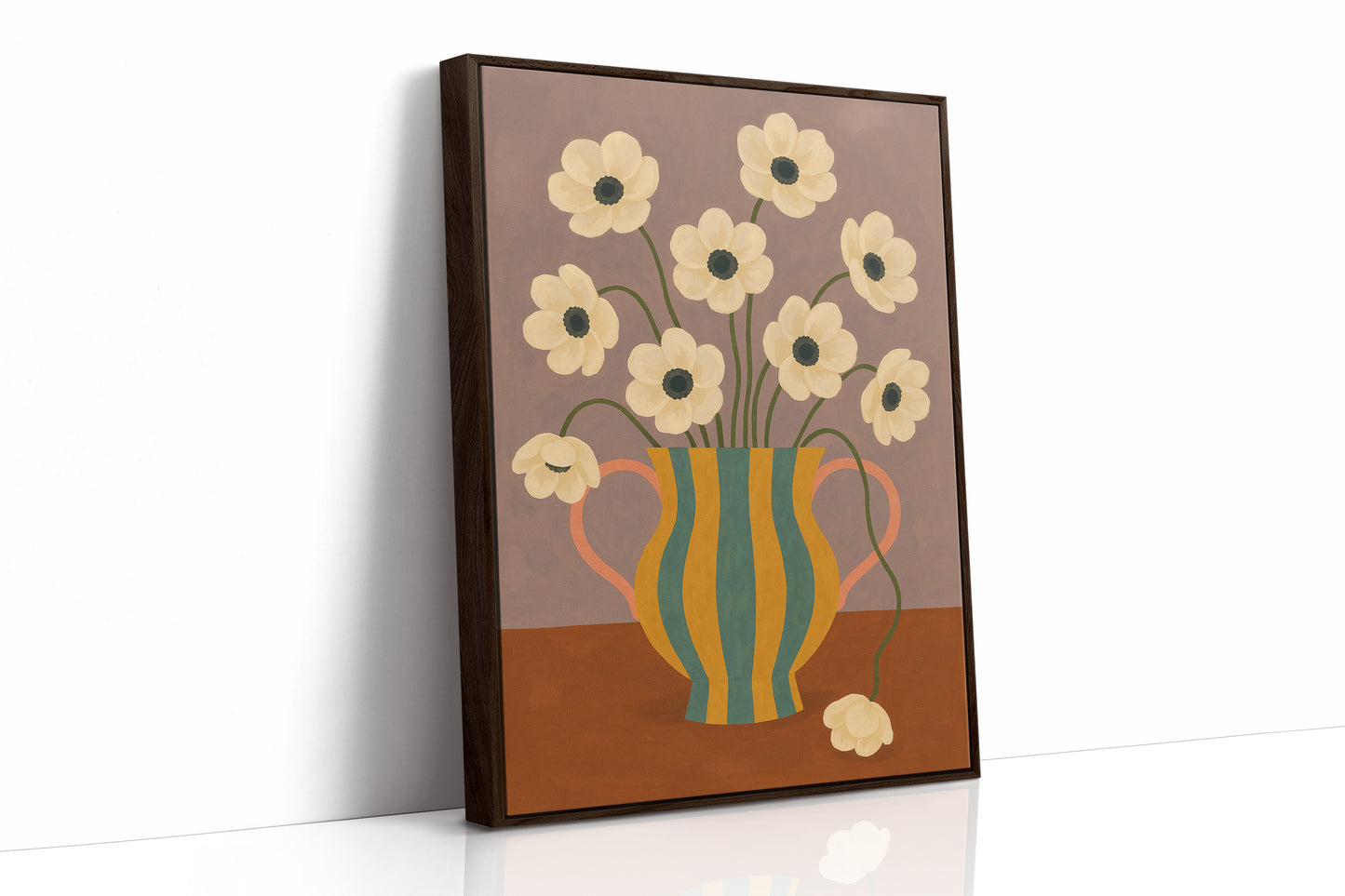 Falling Bloom in a Striped Vase