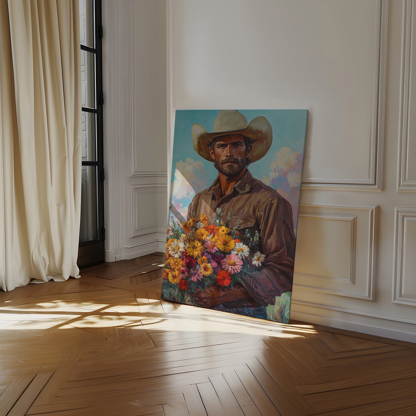Cowboy with Flowers – Romantic Western Wall Art