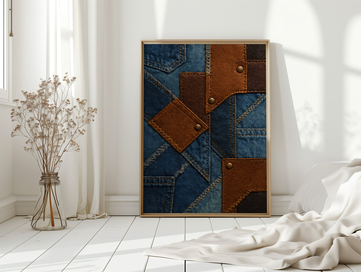 Western Patchwork Denim and Leather Print