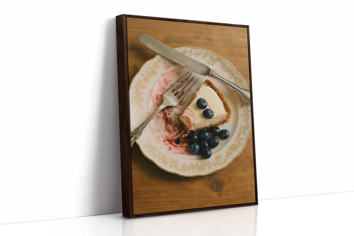 Blueberry Cheesecake on China Plate