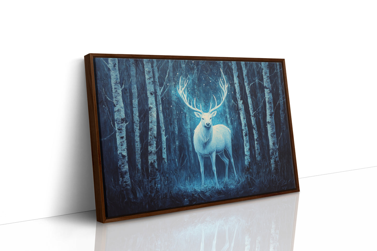 Moonlit Stag Among Birch Trees