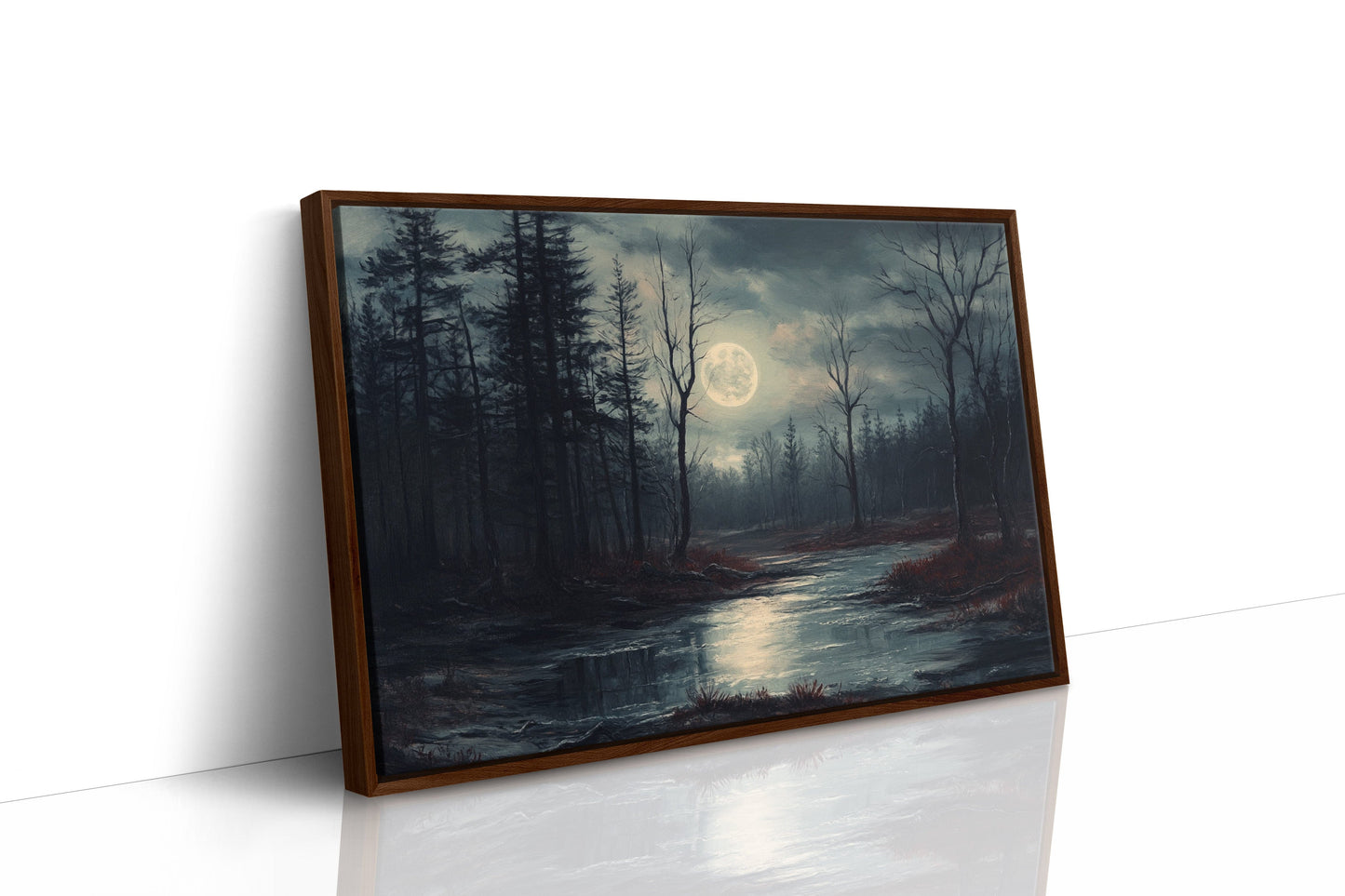 Moonlit Waters Through Winter Woods