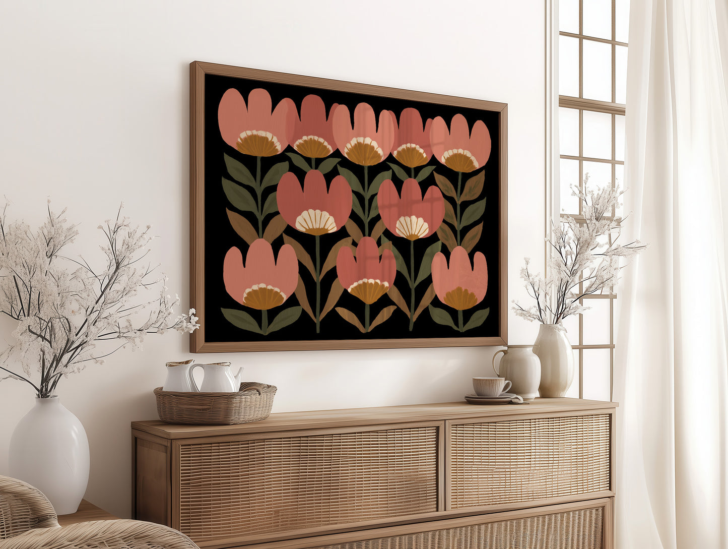 Coral Blooms Dance Against Midnight