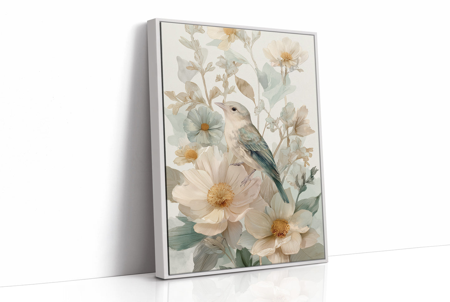 Songbird Rests Among Spring Blooms