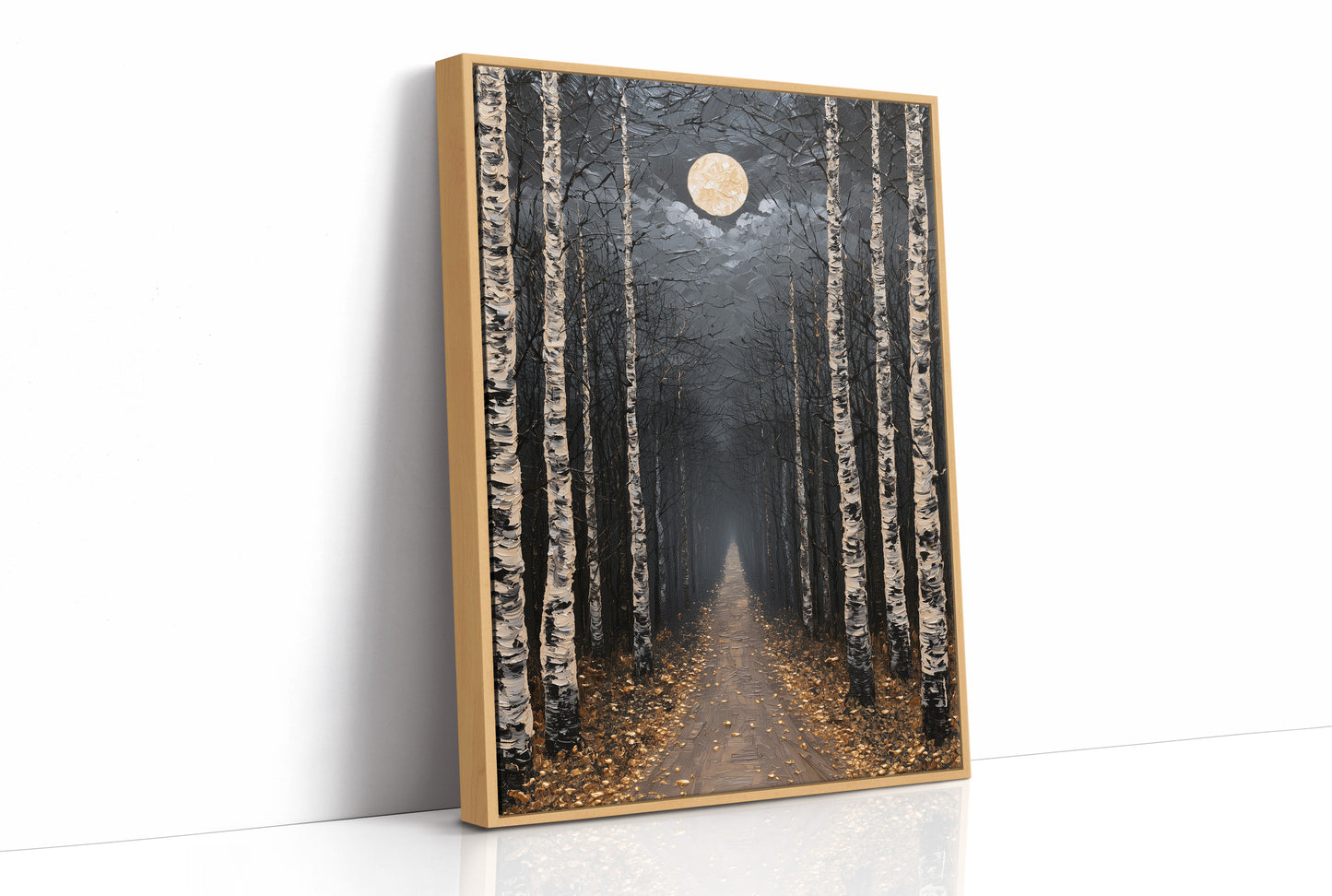 Birch Avenue Under Golden Moon