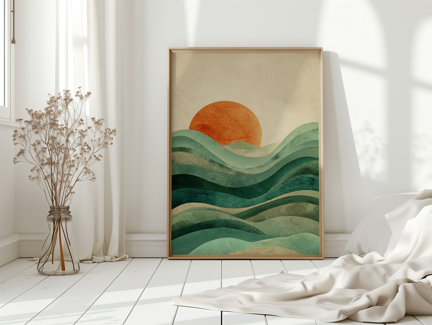 Waves Cradle the Setting Sun